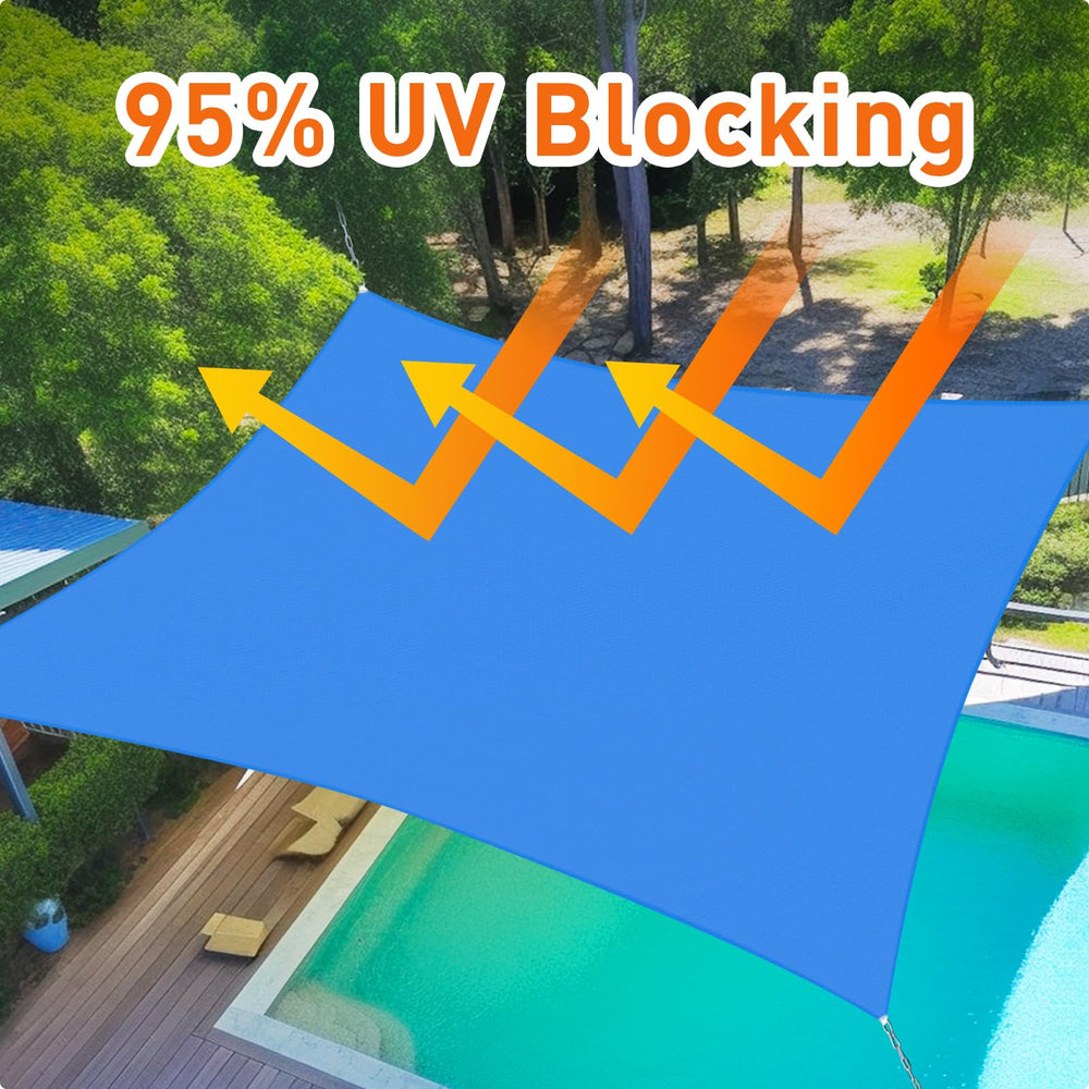 Shade&Beyond blue shade sail showing D-ring detail
