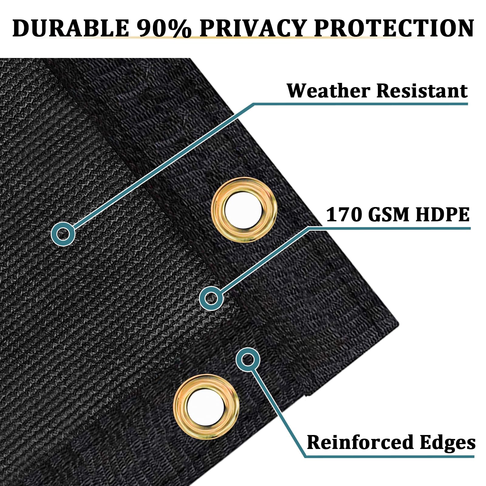 Shade&Beyond privacy screen showing brass grommets