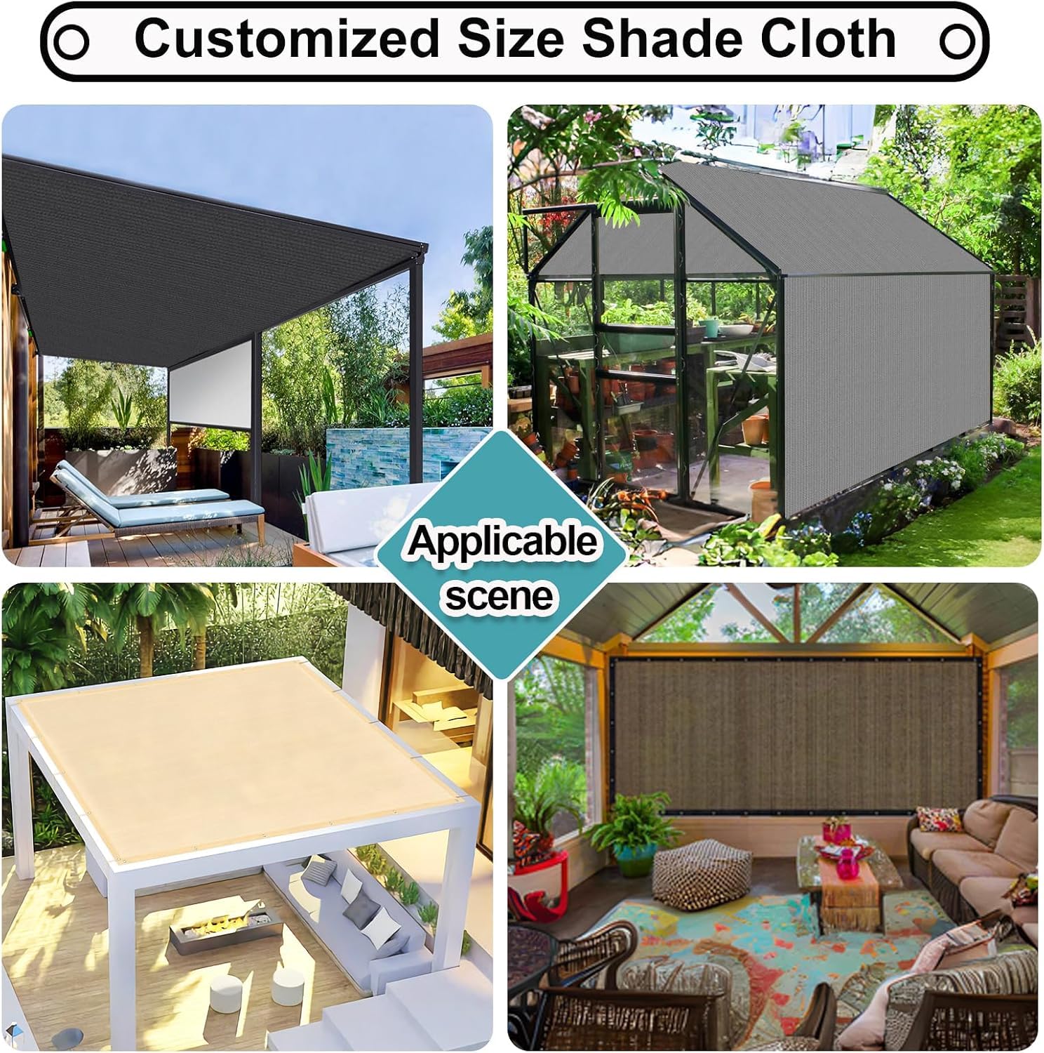 Shade&Beyond sun shade cloth displayed outdoors in a backyard setting