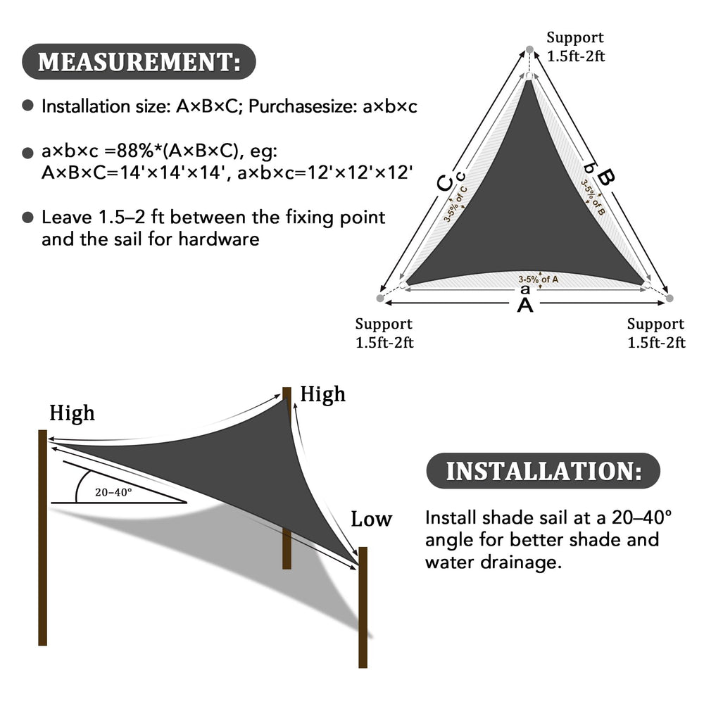 Shade&Beyond triangle sun shade sail with curved edges