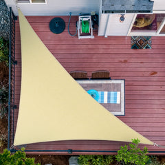 ShadeMart 10' x 10' beige triangle shade sail front view