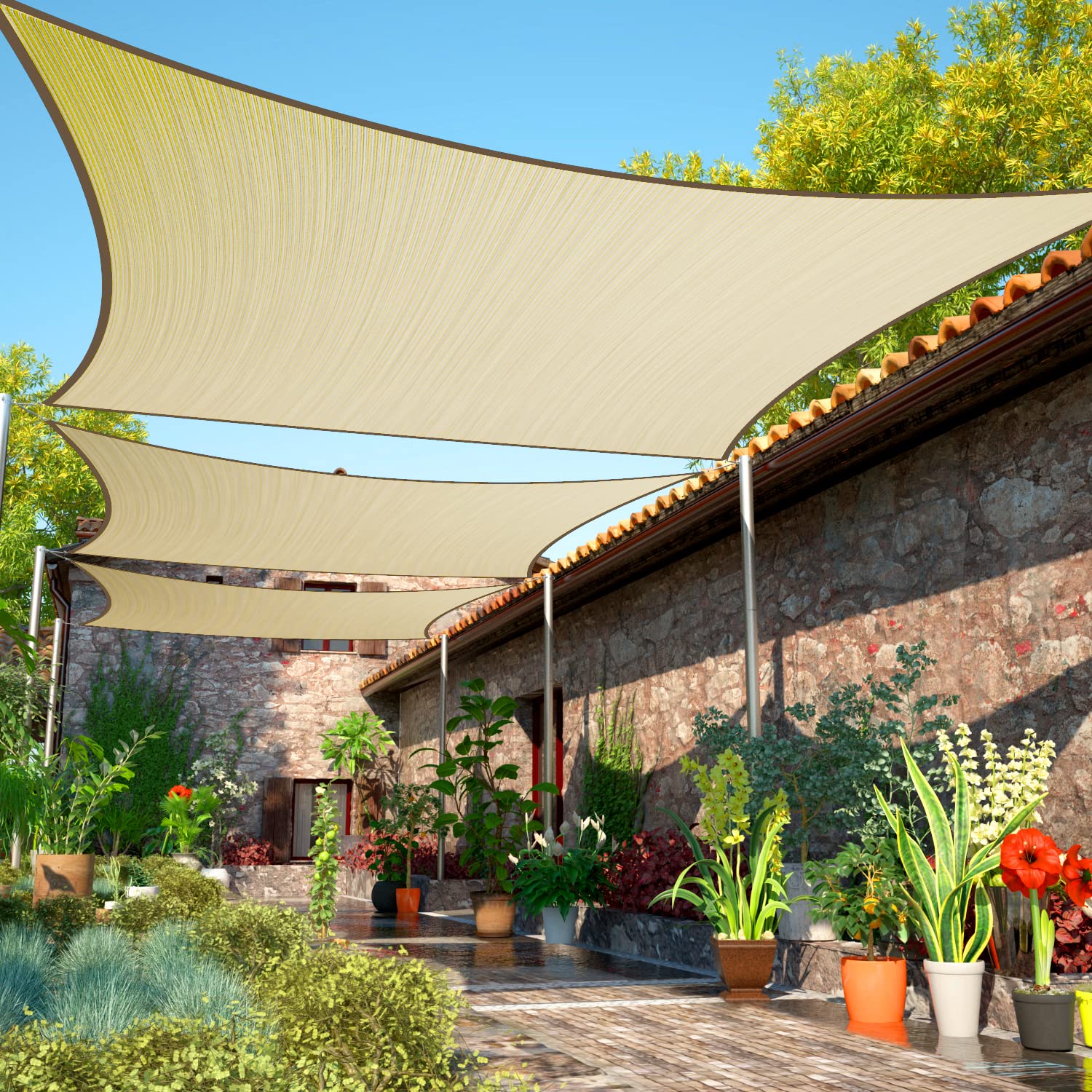 ShadeMart 12' x 20' beige shade sail front view