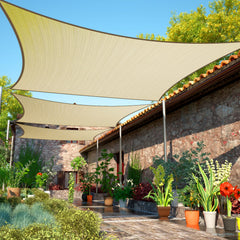ShadeMart 12' x 20' beige shade sail front view