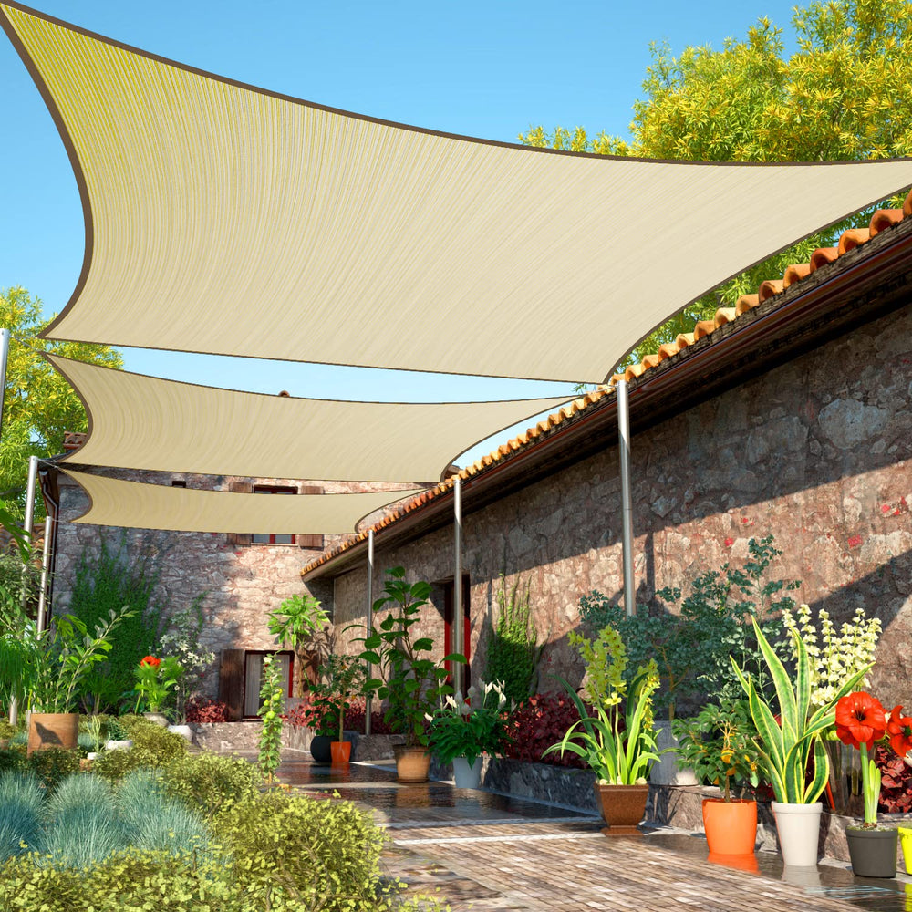 ShadeMart 16' x 16' Beige Sun Shade Sail front view
