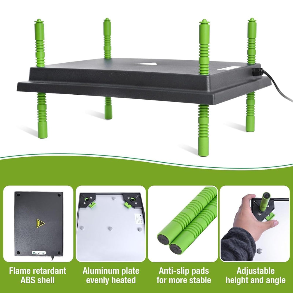 Shaledig chick brooder heater plate side view showing adjustable legs