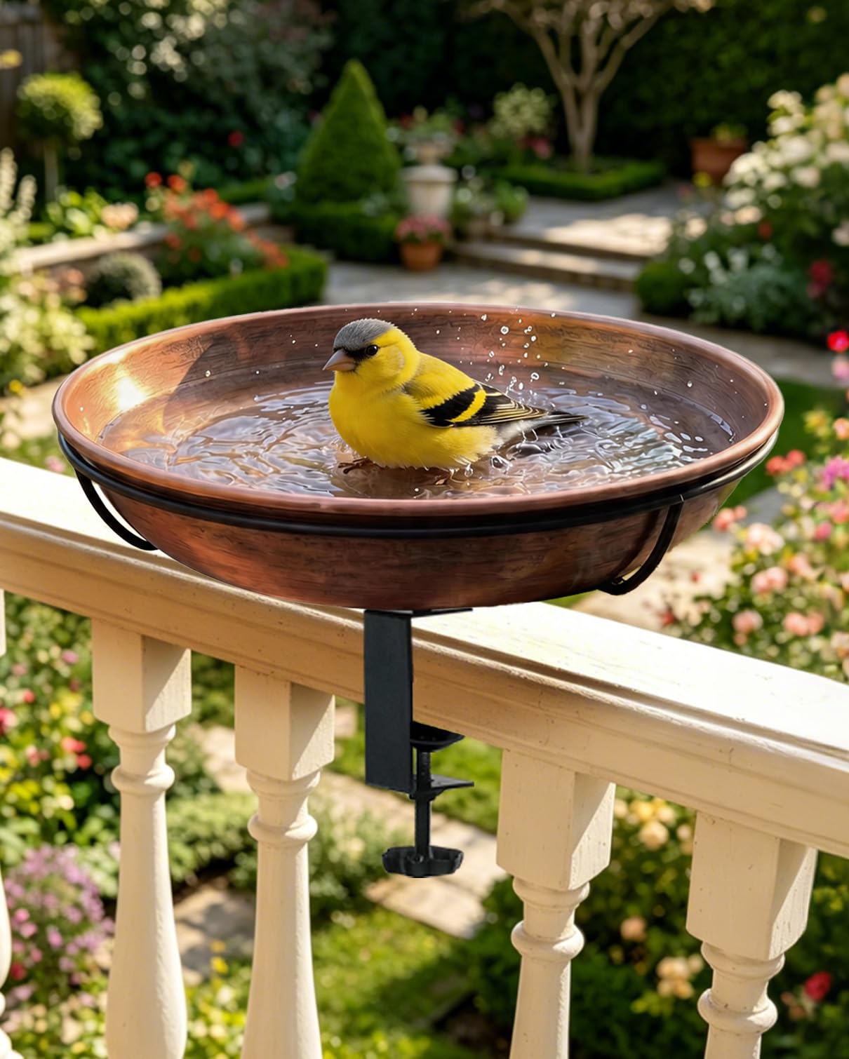 Shallow basin of the OUISJYER bird bath suitable for small birds