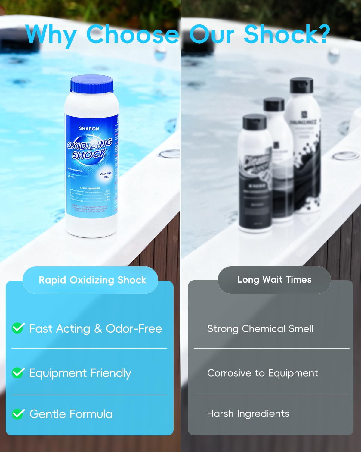 SHAPON Non-Chlorine Hot Tub Shock usage demonstration