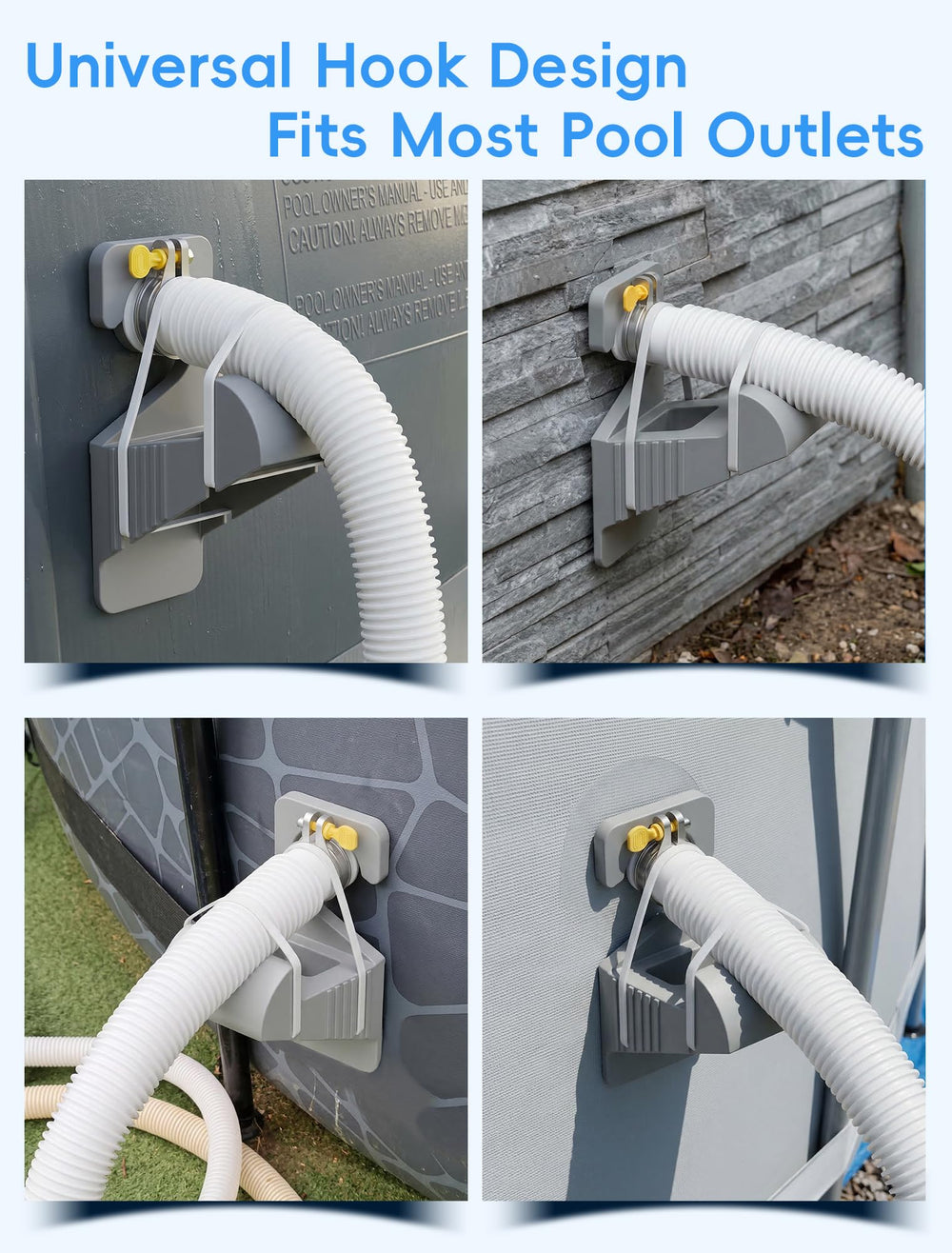 SHAPON pool pipe holder in use with pool hose