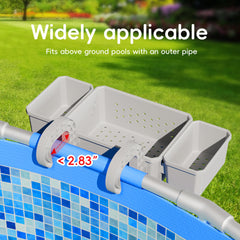 SHAPON poolside storage basket side view with cup holders