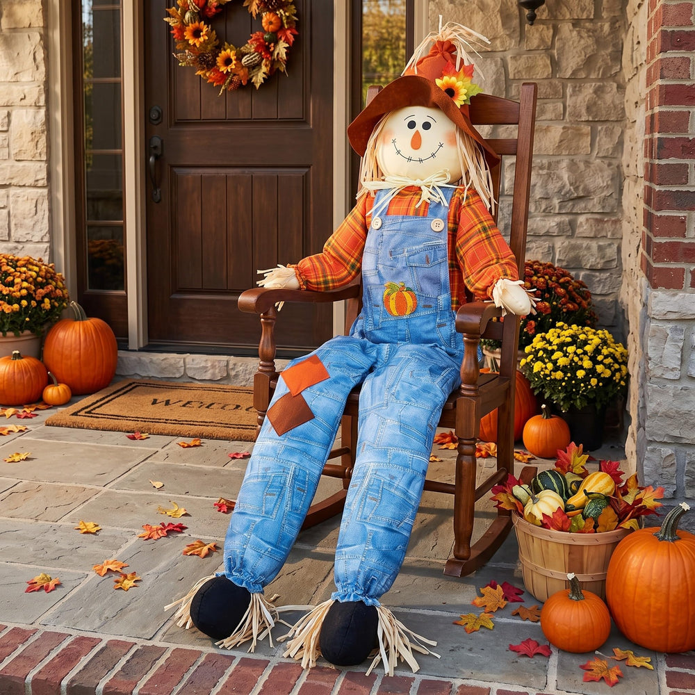 Shappy 60 Inch scarecrow front view with bright colours