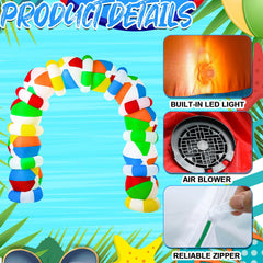 Shappy beach ball arch set up at a summer pool party