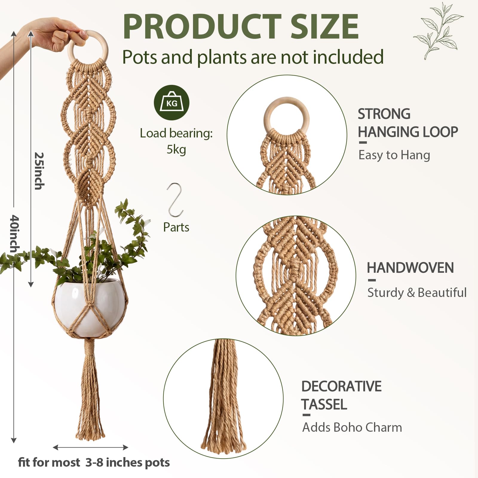 Shappy Boho Macrame Plant Hanger hanging from ceiling