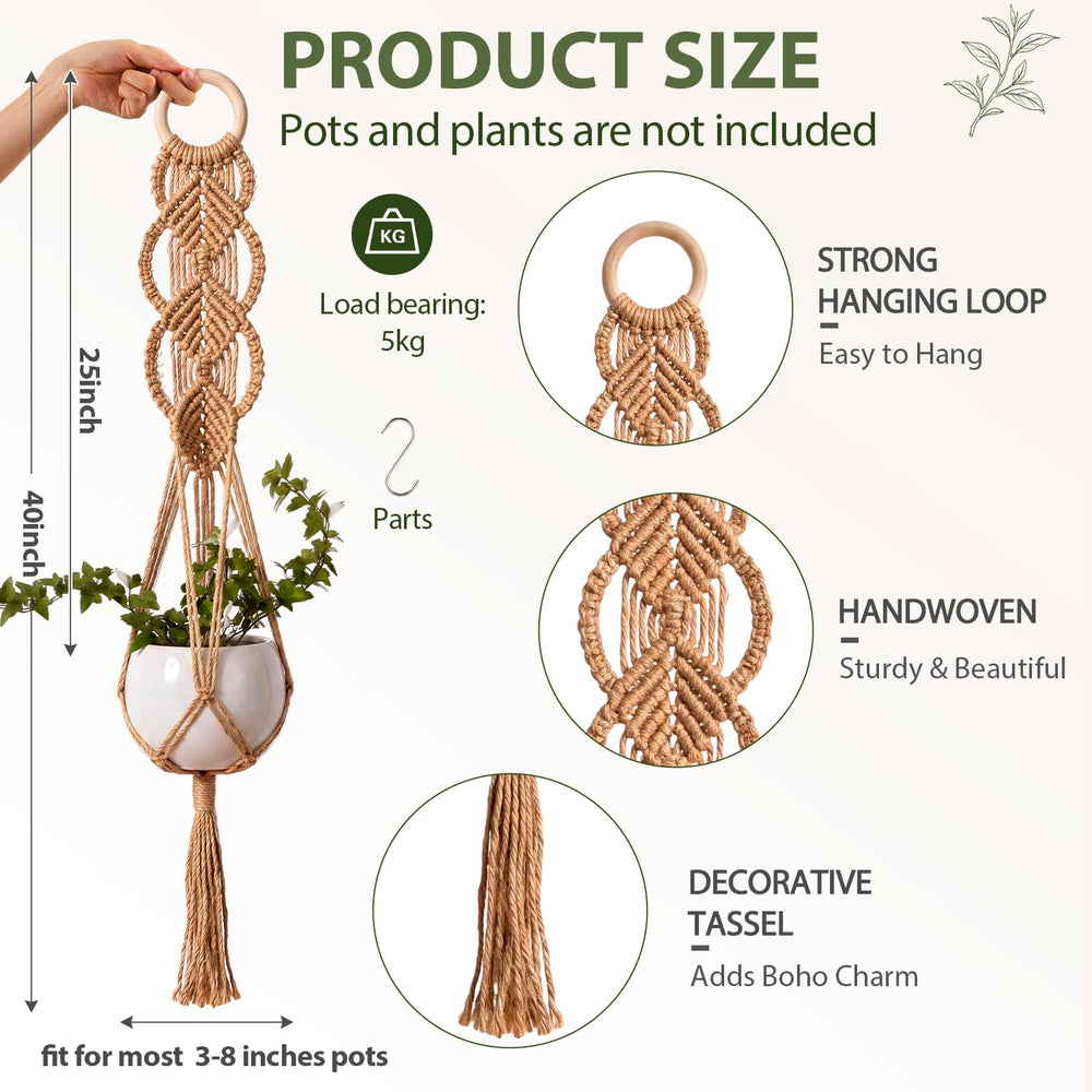 Shappy Boho Macrame Plant Hanger hanging from ceiling