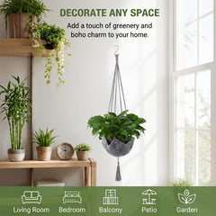 Shappy Boho Macrame Plant Hanger showcasing a flower pot