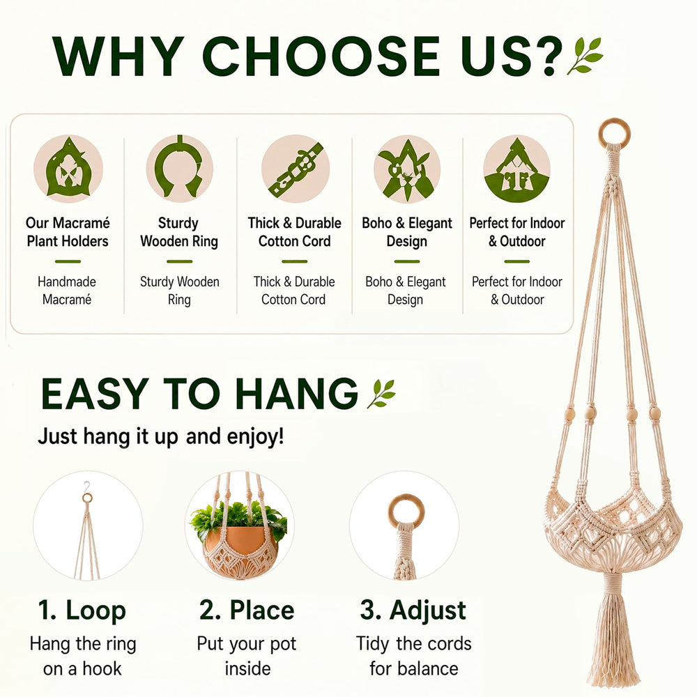 Shappy Boho Macrame Plant Hanger styled in a living room