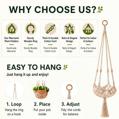 Shappy Boho Macrame Plant Hanger styled in a living room