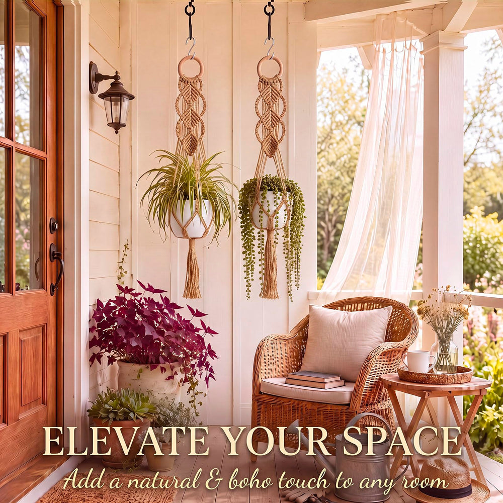 Shappy Boho Macrame Plant Hanger with potted plant inserted