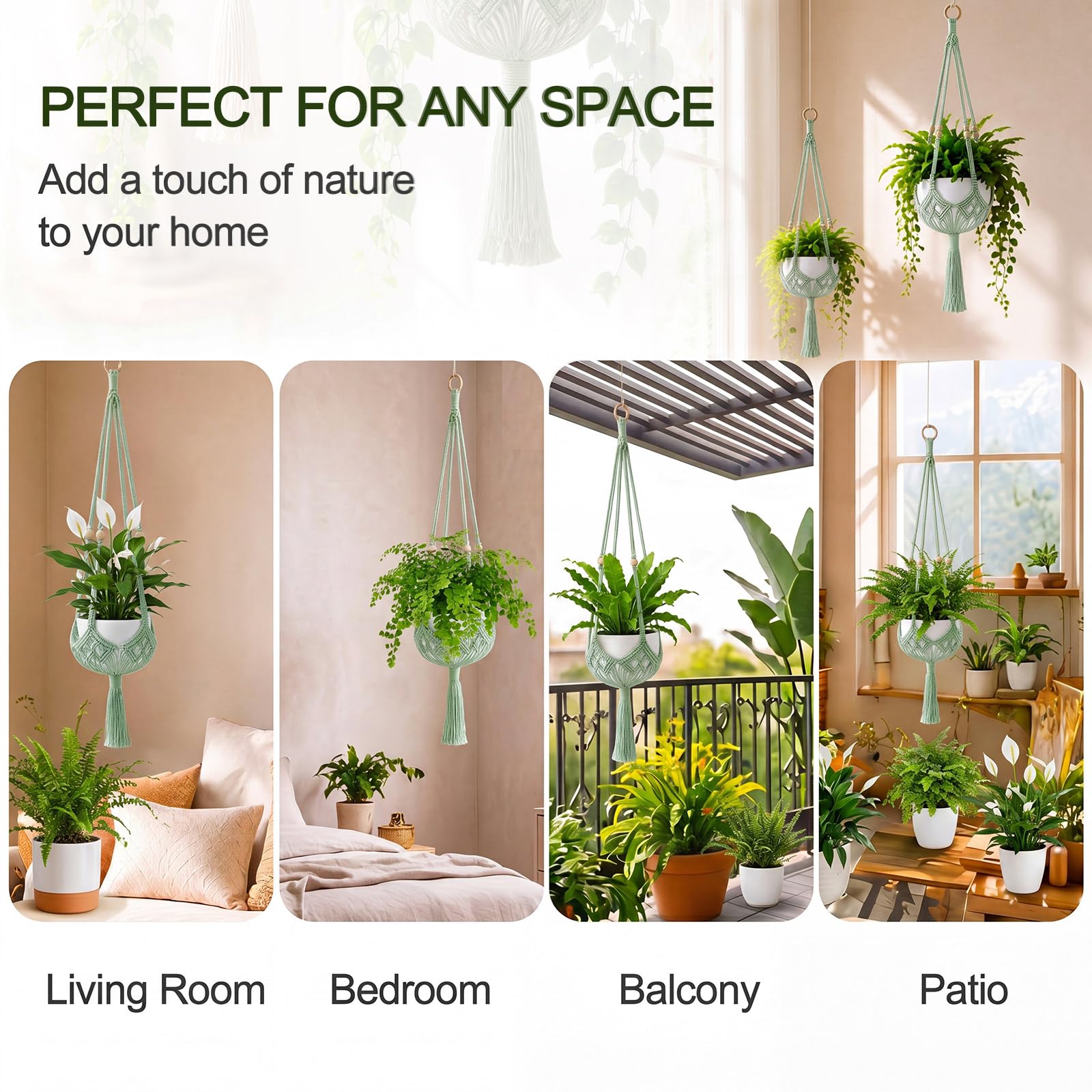 Shappy Boho Macrame Plant Hanger with S-shaped hooks