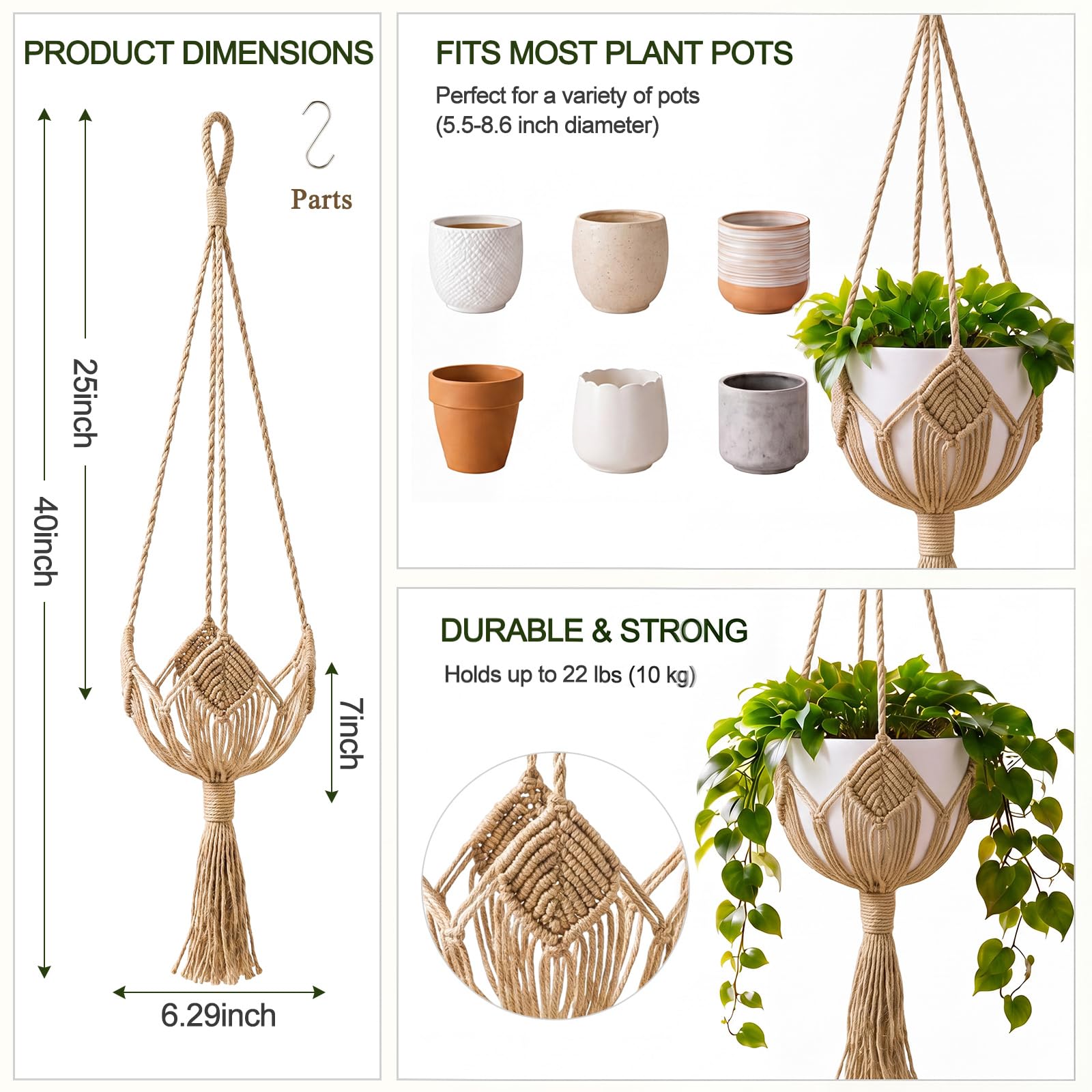 Shappy Boho Plant Hanger displaying indoor plants