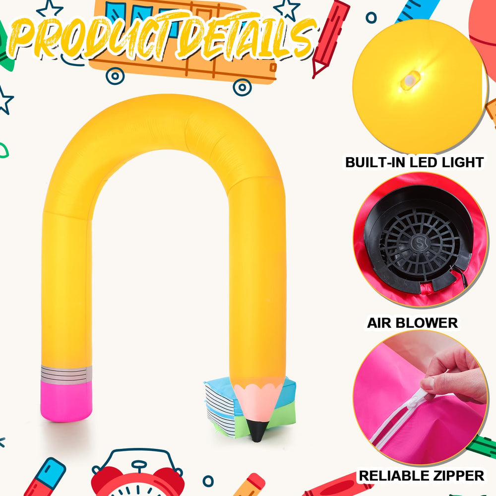 Shappy Inflatable Pencil Arch set up in a school yard