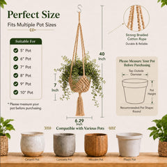 Shappy macrame plant hanger with S-shaped hooks included