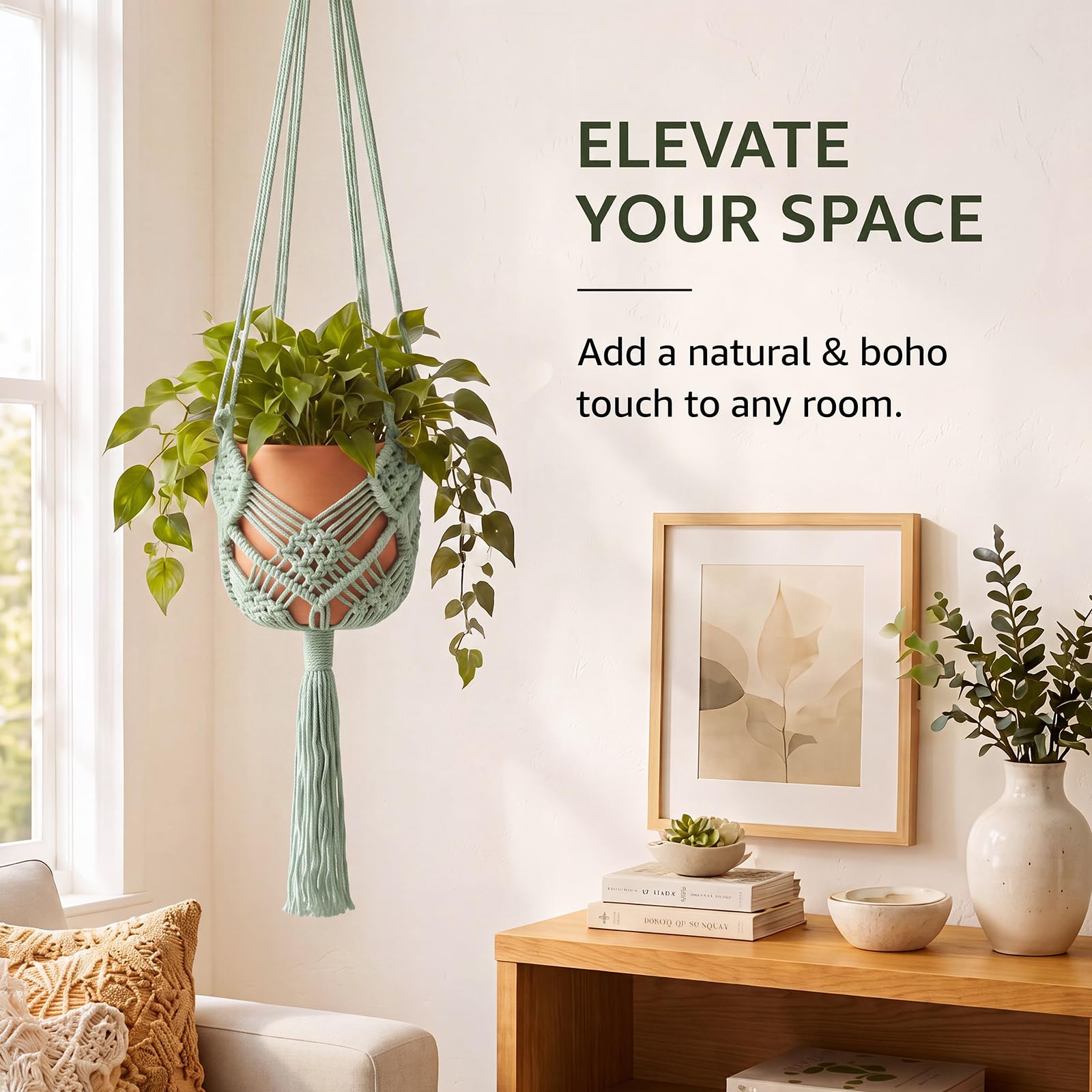 Shappy Plant Hanger displayed with a flowerpot