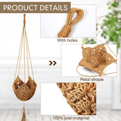 Shappy plant hanger with a flower pot hanging from it