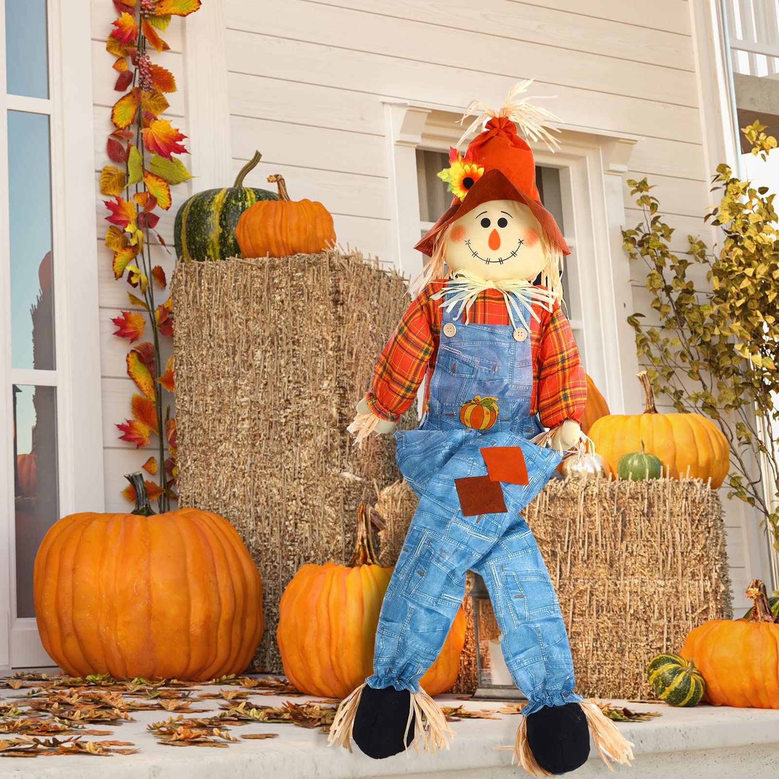 Shappy scarecrow placed in a garden setting