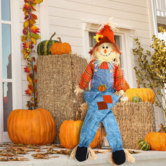 Shappy scarecrow placed in a garden setting