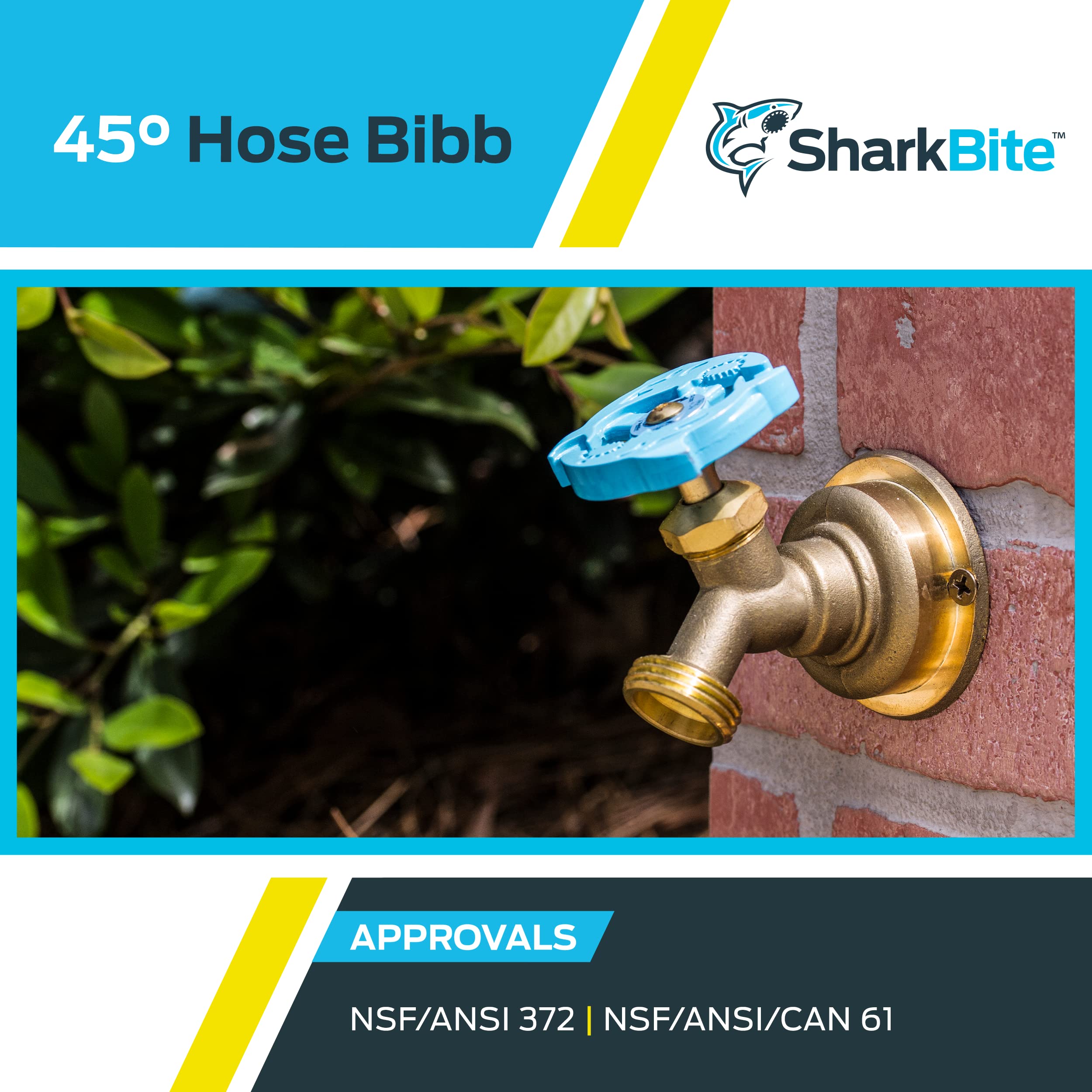 SharkBite 45-Degree Hose Bibb installed on a PEX pipe
