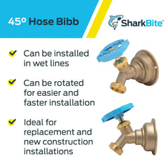 SharkBite 45-Degree Hose Bibb packaging and product details