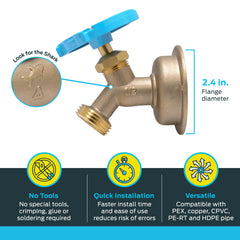SharkBite 45-Degree Hose Bibb with mounting flange and inlet connection