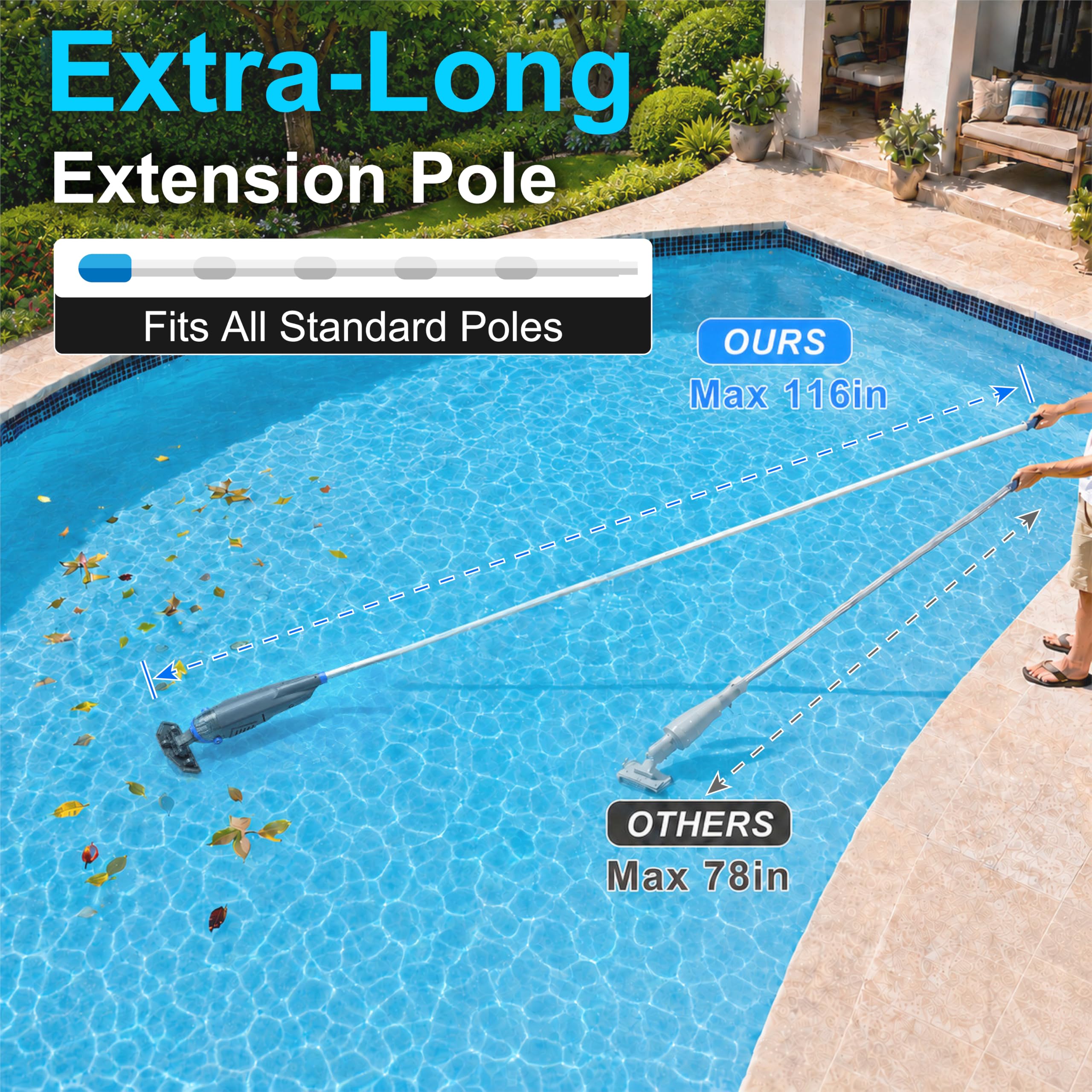 Sharkswell pool vacuum narrow suction head for corners