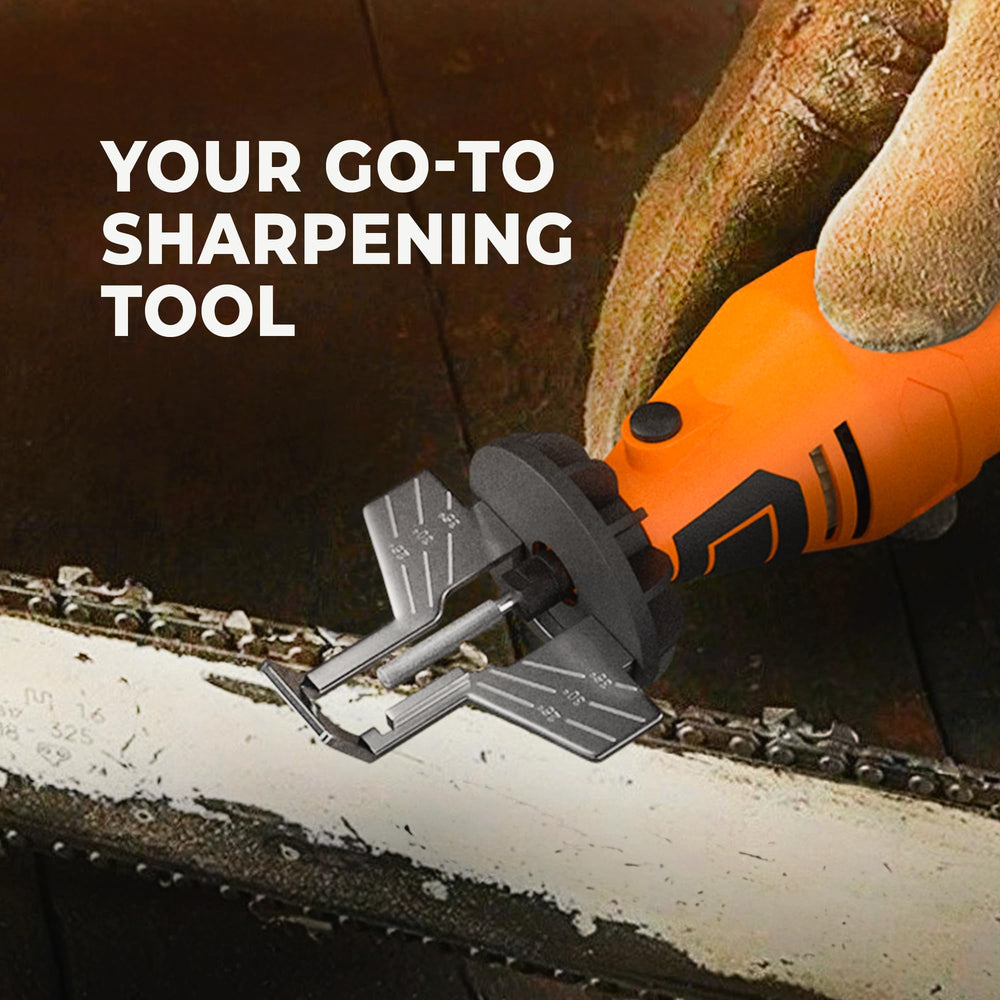 Sharp Pebble chainsaw sharpener kit components including wrench