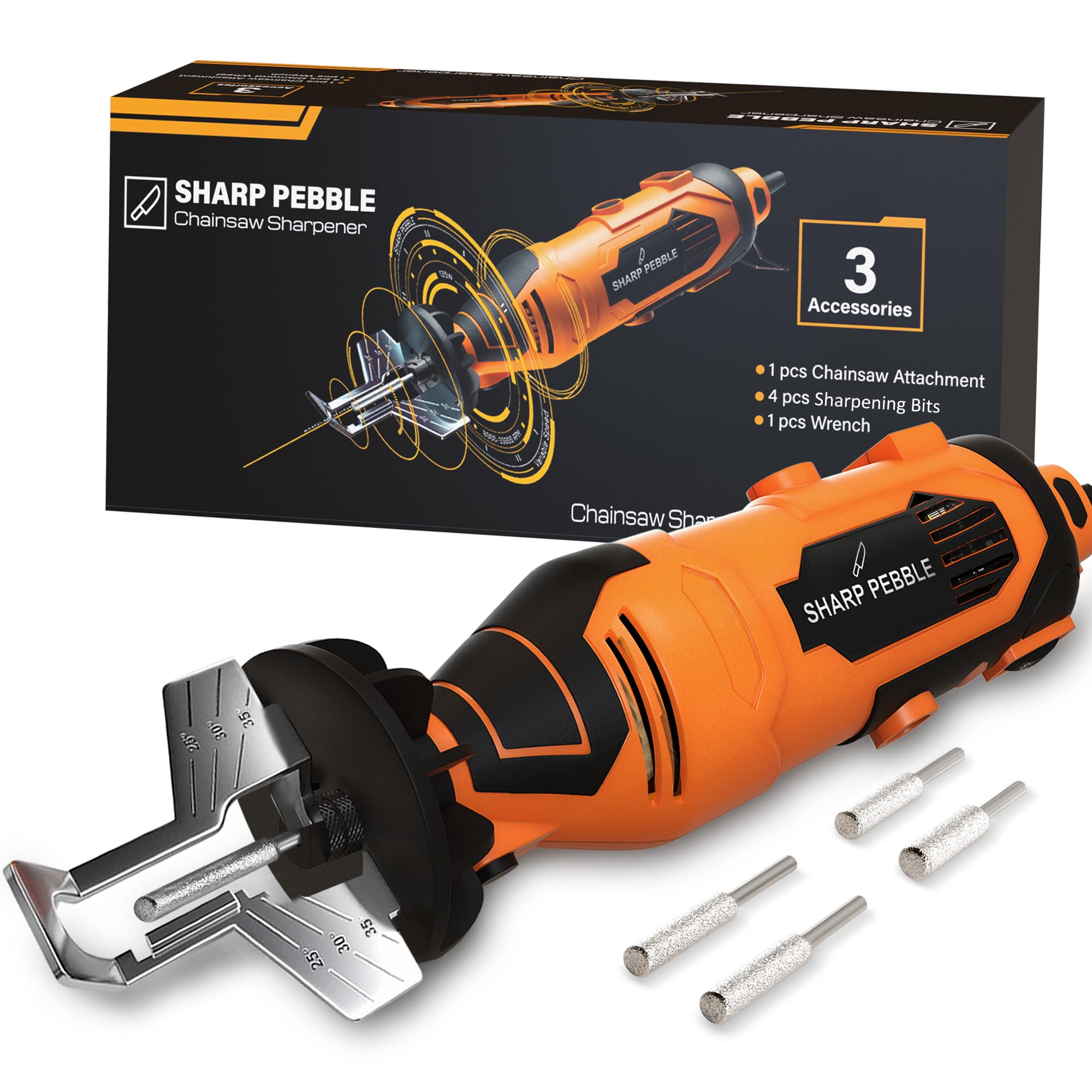 Sharp Pebble Electric Chainsaw Sharpener Kit with angle guide