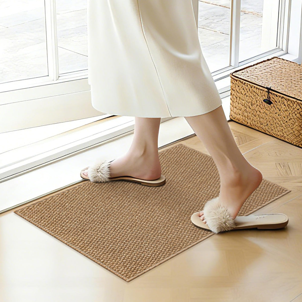 SharpWeaRug Ultra Thin Door Mat 16"x24" brown front view