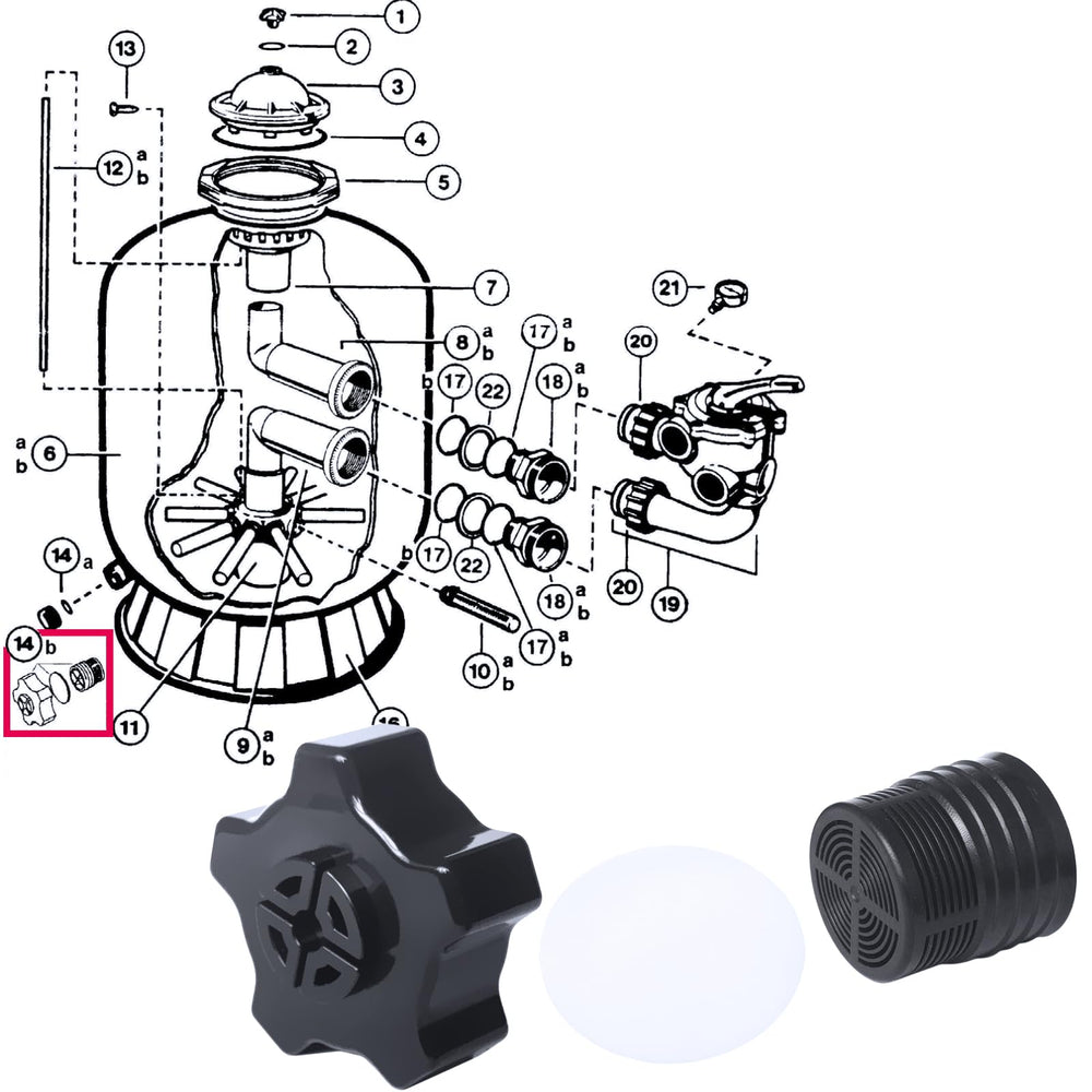Sharutia SX180LA Pool Sand Filter Drain Cap side view