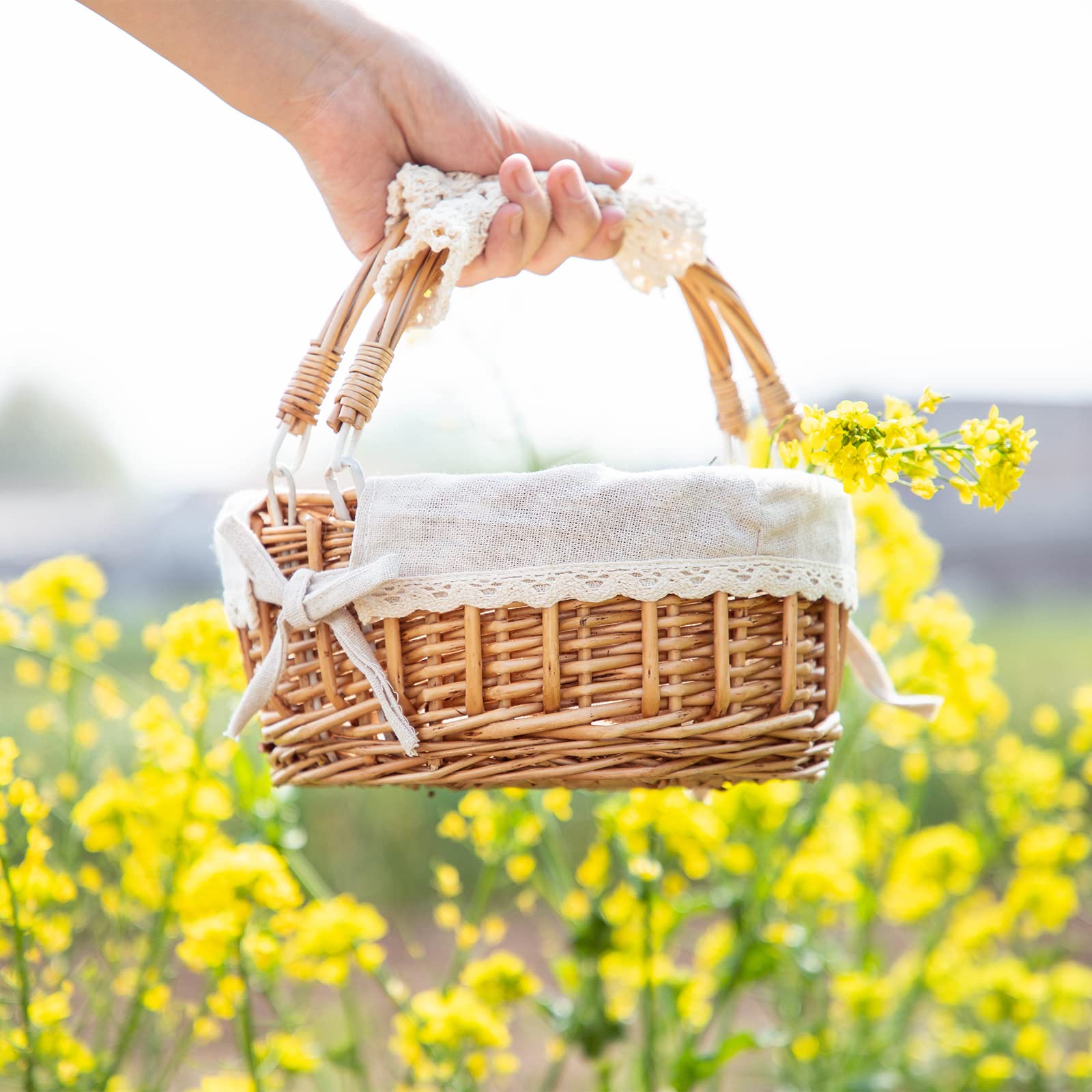 SHCMSADO wicker basket dimensions and details on packaging