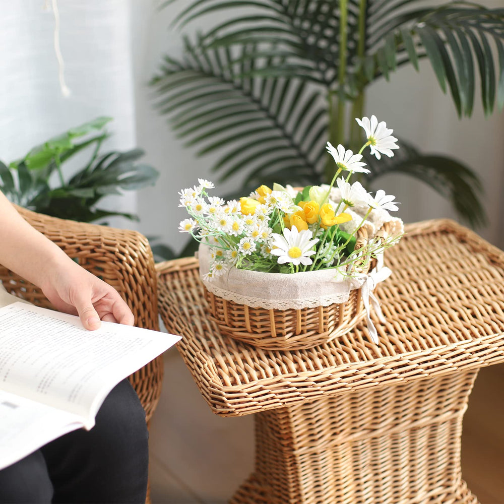 SHCMSADO wicker basket with decorative macrame handles