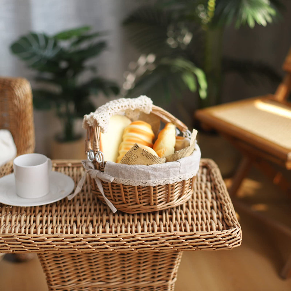 SHCMSADO wicker basket with linen cotton cloth lining