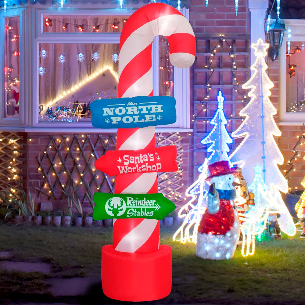 SHDEJTG 8ft inflatable candy cane stacking sign with LED lights