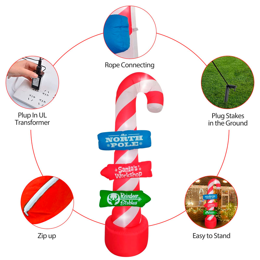 SHDEJTG inflatable candy cane sign all set up in yard