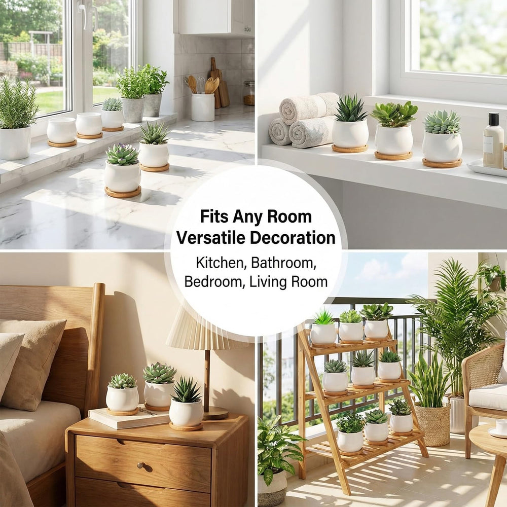 SHECIPIN 2 Pack Mini Ceramic Pots from above