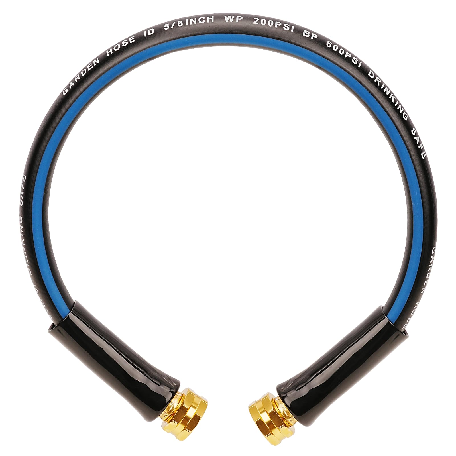 SheeChung 2ft Rubber Garden Hose black and blue with connectors