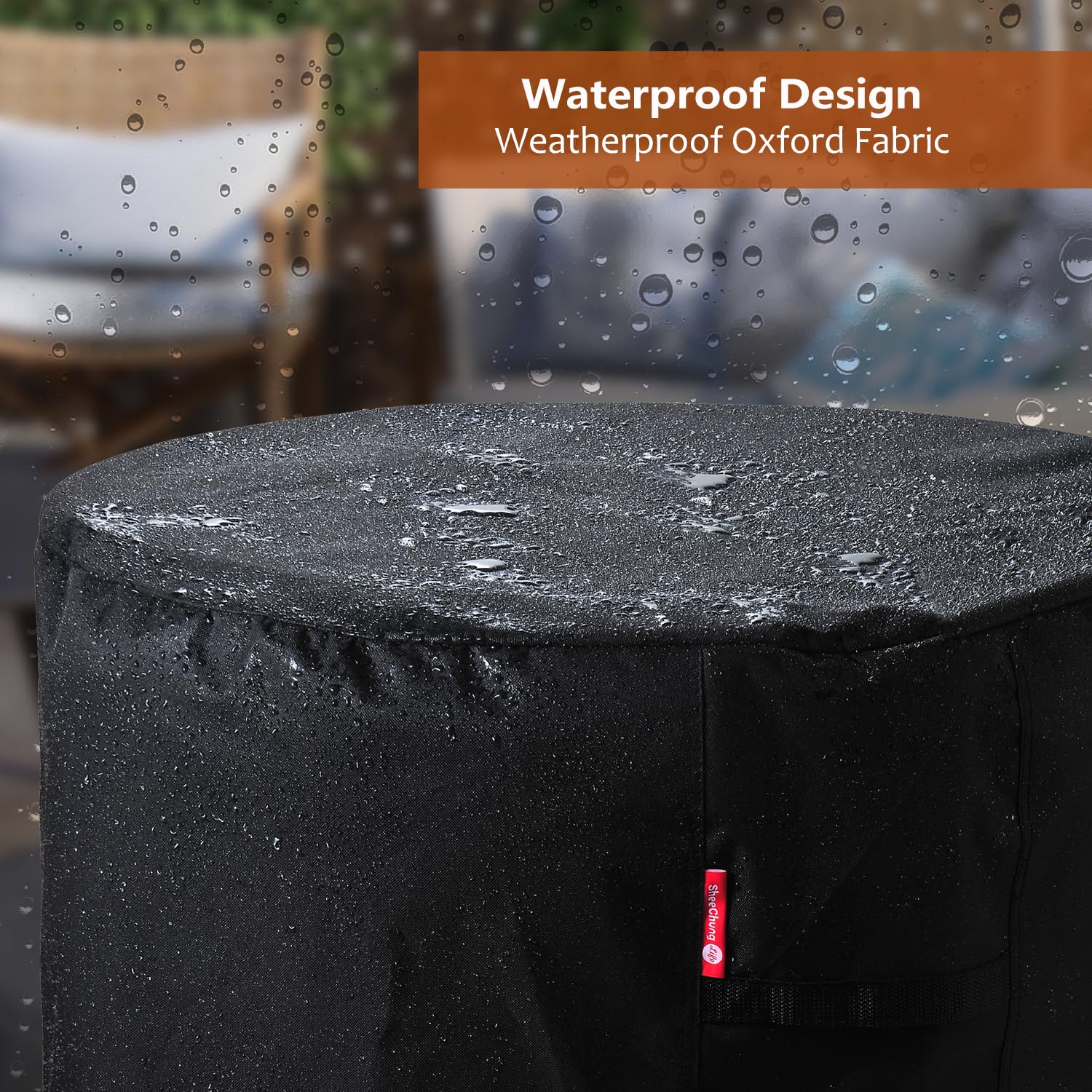 SheeChung Fire Pit Cover 30-inch waterproof material close-up