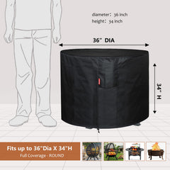 SheeChung Fire Pit Cover 36"DIA black cover side view