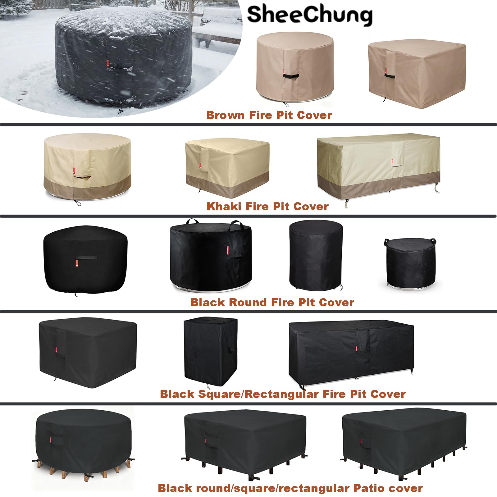 SheeChung Fire Pit Cover 50" Dia protecting fire pit from elements