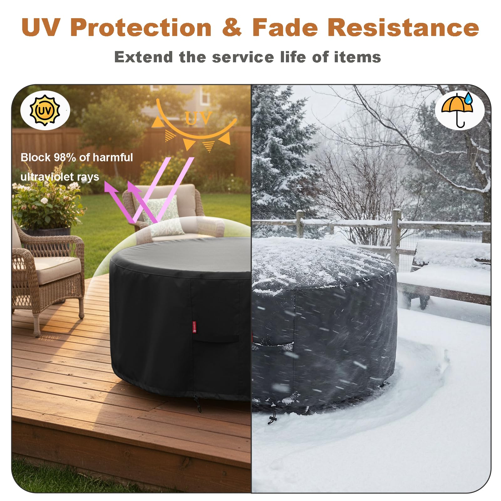 SheeChung Fire Pit Cover 50" in outdoor setting