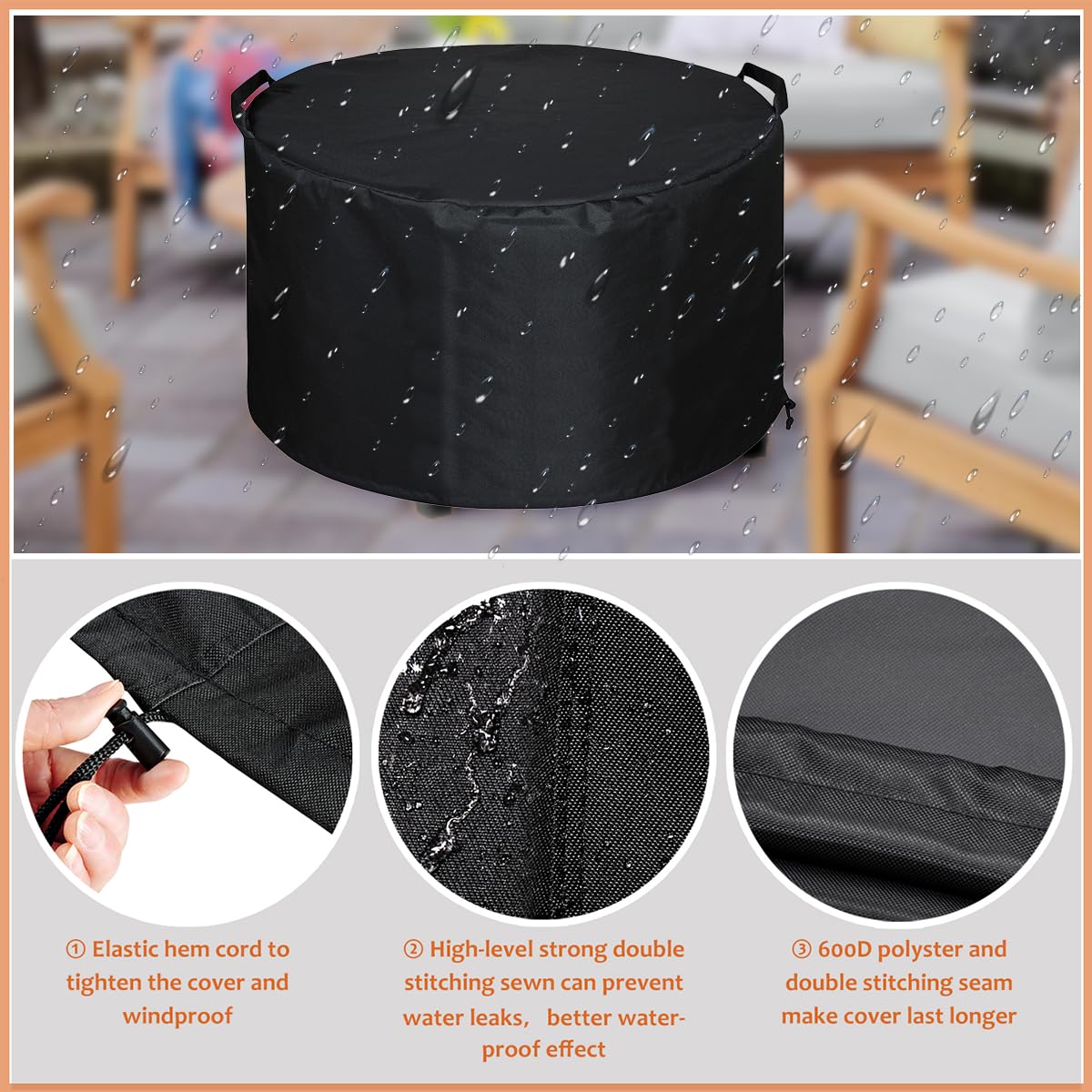SheeChung Fire Pit Cover black handles for easy removal