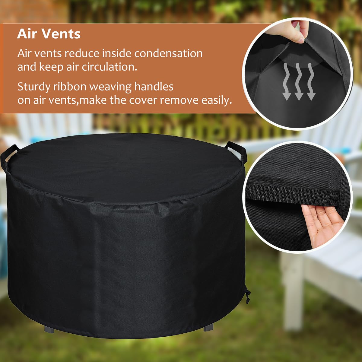 SheeChung Fire Pit Cover black with elastic hem